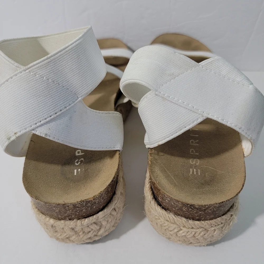 ESPRIT GIGI White Jute Espadrille Wrapped Ankle Strap Slip-On Sandals Sz 8M